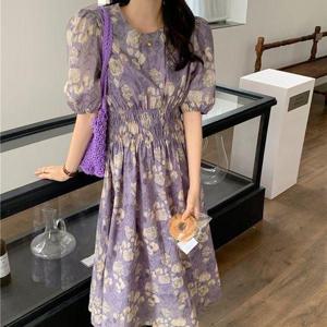 [디애이치]에스닉 퍼플 플라워 원피스