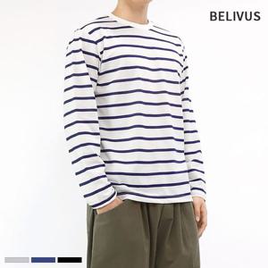 빌리버스 남자 티셔츠 BMD137 라운드 스트라이프 긴팔티
