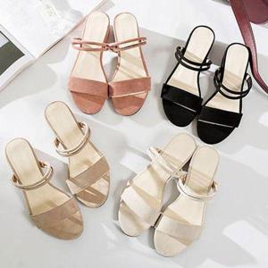 여자신발 여자 스웨이드 스트랩 여름 샌들 오픈토 구두 슈즈