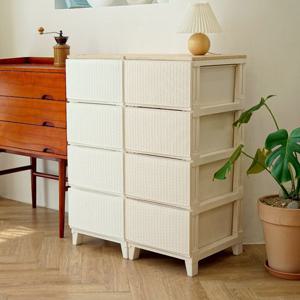 에버 라탄 우드상판 플라스틱 서랍장 일반형 4단