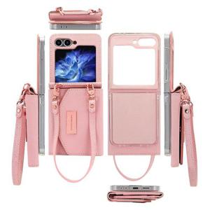 갤럭시Z플립7FE/Z플립6 케이스 력셔리 스트랩 접이식 포켓 다이어리