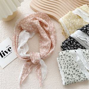 스카프 꽃무늬 이중 레이스 쁘띠 머플러 여성 여름 미니