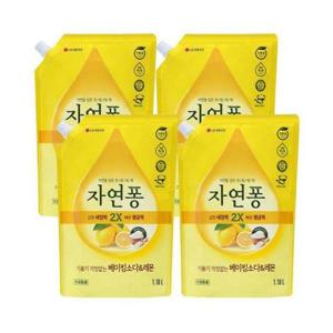 자연퐁 주방세제 베이킹소다레몬 리필형 1.18L x 4개