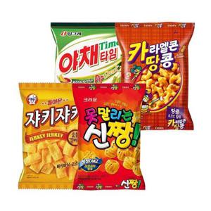 [크라운제과]크라운 추억의 봉지과자 세트 (총 8봉 / 쟈키쟈키 2봉 + 야채타임 2봉 + 신짱 2봉 + 카땅 2..