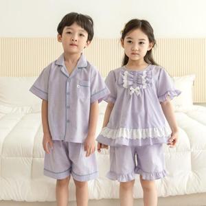 [토토와모모]유아 아동 여름 반팔 잠옷 예쁜 주니어 파자마 퍼플(CP면)