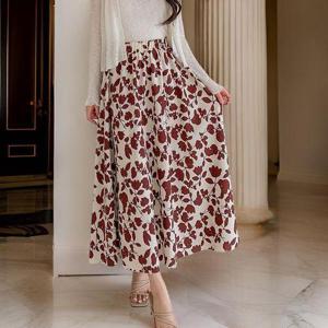 [옷자락]여자 플레어 데이트룩 플라워 롱스커트