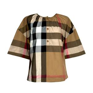 버버리 GRETTON 그레톤 체크 코튼 반팔 블라우스 80843121