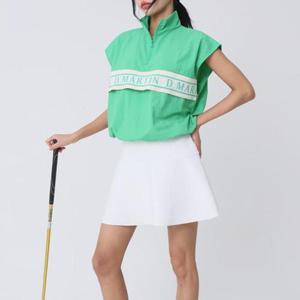 여성 트레이닝 레터링 하이넥 아노락 조끼