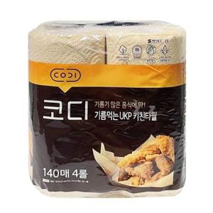 페이퍼타올 코디 키친타올 주방 페이퍼 타올 키친타월 140매 4롤 행주티슈 HWD5AEDD