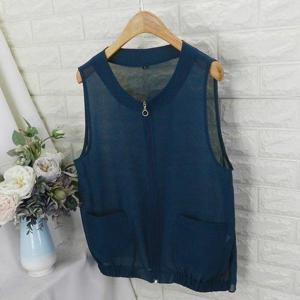 [쿨젠]bob_시스루밴딩조끼VOT여름조끼,박스핏조끼,빅사이즈,쉬폰조끼,엄마옷,시스루조끼