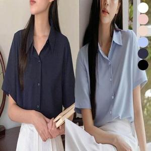 [엄지척]여자 여름 정장 반팔셔츠 구김없는 차르르 블라우스_19660651_667501
