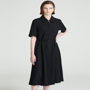 블랙 벨티드 반집업 셔츠형 원피스 (DLDR5D801BK)