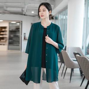 엄마옷 쉬폰 라운드 롱 자켓 613BNM238 중년여성/50대/60대/마담/빅사이즈/할머니옷