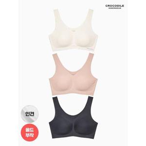 [크로커다일 이너웨어]라이크라 인견쉘론 V넥 심리스 브라 3종