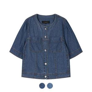 [꼼빠니아][꼼빠니아] 노카라 반팔 데님 자켓_CADU4-WDJ030