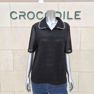 [크로커다일레이디]메쉬레이스 카라  티셔츠 CLFMTS307_BP