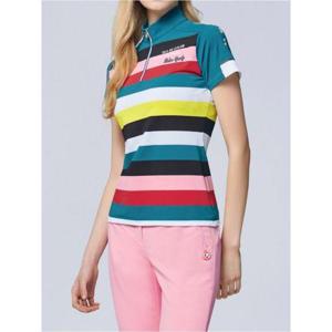 [마코](여성)컬러 배색 집업 반팔 티셔츠_MMW2TH04