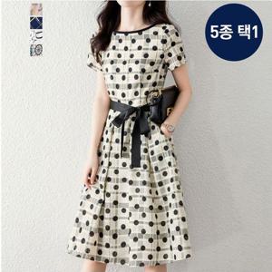 [퀸이즈] [~77까지]썸머 패턴 반팔 원피스 균일가 5종