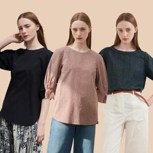 [마르조][3종]시어서커 볼륨 소매 블라우스 QAMFB037