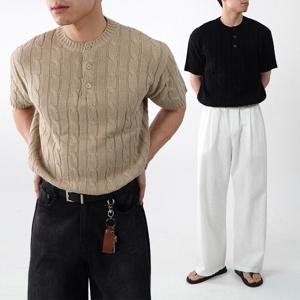 오엔엘 / 헨리넥 남자반팔니트 머슬핏반팔니트