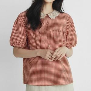 [유니제이] 컨트 카라 시어서커 퍼프 블라우스 RSSH3130