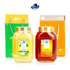 [영월농협] 아카시아벌꿀2kg+야생화벌꿀2kg/손잡이박스