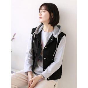 [웬디즈갤러리]라딘 후드 조끼 데님 자켓 IJK103