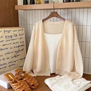 [샵앤]여성 오픈Y 여름 사무실 에어컨 방한용 가디건 DGB-WCD-2366-라이트베이지