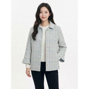 [크로커다일레이디]블루 스트레치 스탠카라 트위드 자켓 CLCMJK101
