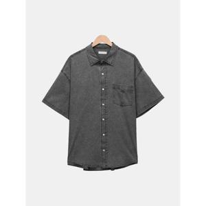 [스콰즈]남성 냉감 데님 워싱 반팔셔츠 스판 카라 남방 SYHT005