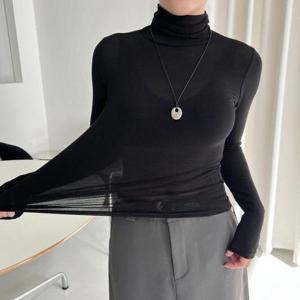 [셀러허브_여성트랜드패션]1+1 7컬러 얇은목폴라 시스루 목티 쫄티 이너 폴라티