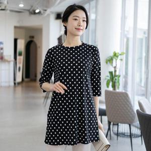 [모슬린]엄마옷 도트 7부 라운드 롱 티셔츠 MQG127308 마담/미시옷/중년여성의류/빅사이즈/50대/60대여성..