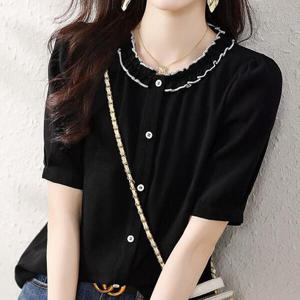 [몽벨리즈]레이스넥라인블라우스 mde2300347