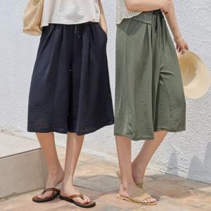 구김없이 시원한 핀턱7부 와이드팬츠