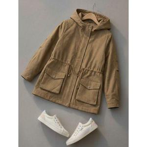 [에이시크]피치스킨 스트링 하이넥 후드 야상 C26AJK213