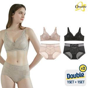 오모떼 프리미엄 수피마 코튼 풀커버 레이스 브라 팬티 세트 1SET+1SET