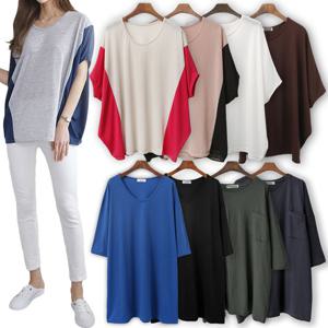 빅사이즈반팔티 여성여름티셔츠 가오리핏 큰옷 오버핏