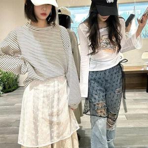 [오노마] ONM 여성 시스루 레이어드 스커트 랩치마