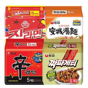 봉지라면 혼합 20봉(신라면5봉+짜파게티5봉+진라면매운맛5봉+안성탕면5봉)_