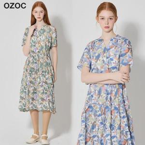 [오조크(OZOC)] 아트패턴 셔링 원피스 (택가격: 99000원)