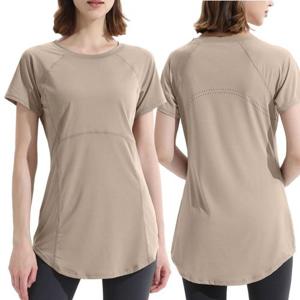 휴앤핏 요가 필라테스 반팔 롱 티셔츠 힙커버 커버업 빅사이즈 WFIN9XE