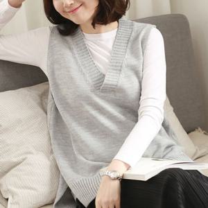 [웬디즈갤러리]롱 브이넥 니트 조끼 QVT001