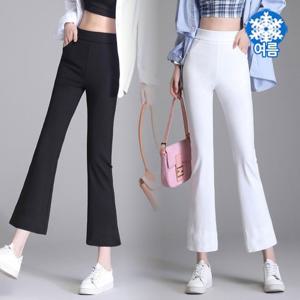 힙제이 (아이스팬츠) 9부 부츠컷 빅사이즈 화이트 여성 스판 쿨링바지 부츠컷 4XL