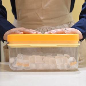 하우심플 실리콘 얼음트레이 32구 1단 옐로우 원터치 얼음틀 보관통