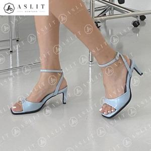 [애슬릿] 사각코 발목 스트랩 미들 힐 여름 샌들 구두