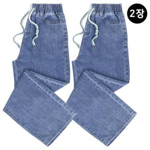 [노블진]1+1 여성청바지 스판 밴딩 연청 고무줄 데님팬츠