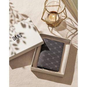 갤러리아_DBHO6E765BK 닥스 블랙 DD로고 가죽 카드지갑