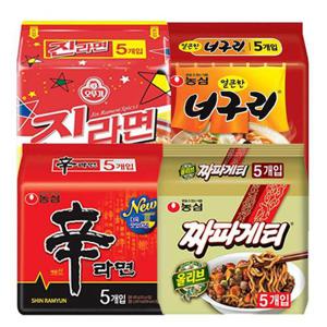 봉지라면 혼합 20봉(신라면5봉+짜파게티5봉+진라면매운맛5봉+너구리5봉)_