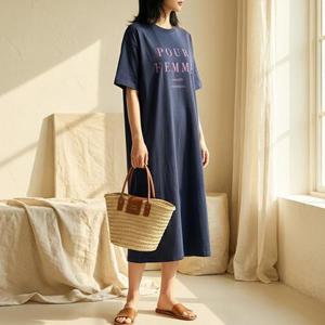 [유니제이] 포어 오버핏 반팔 원피스