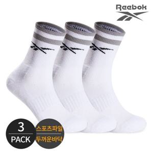 리복 남성 스포츠파일 넥 투링글 로고 중목양말 3P_GY